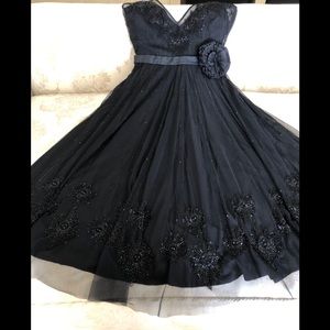 Tracy Reese Black Embellished Silk Evening Dress